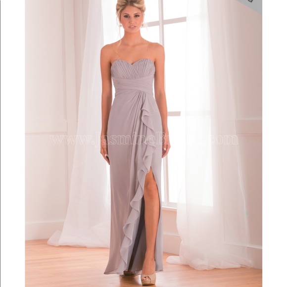 Formal Chiffon Sweetheart Maxi From B2 Jasmine, Graphite Color, Ladies Size 12 - Picture 3 of 12